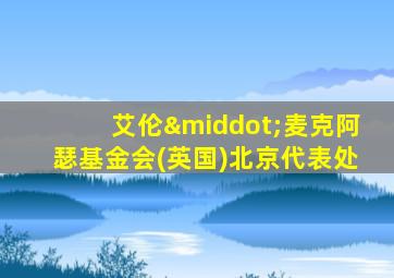 艾伦·麦克阿瑟基金会(英国)北京代表处